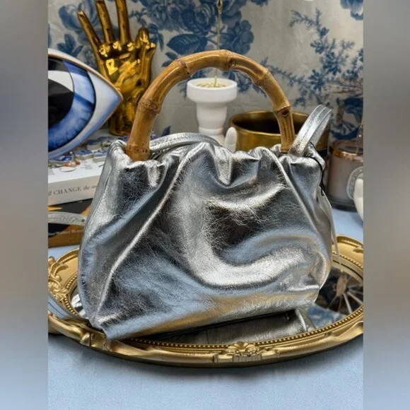 🆕 OROTON 🧿 NWT Gretel Mini Top Handle, Metallic Silver - Picture 8 of 16